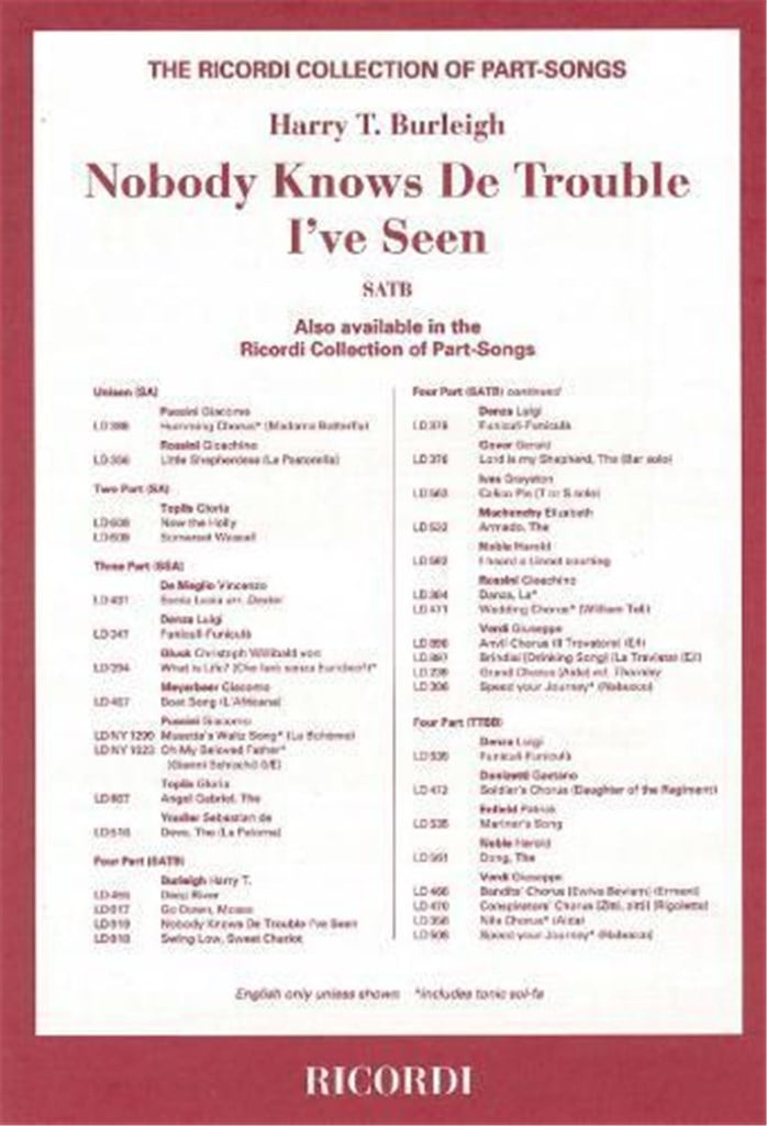 Nobody Knows De Trouble I'Ve Seen Satb